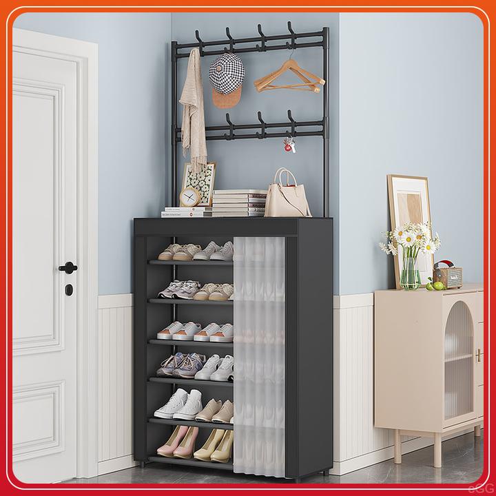 可调节式大容量置物架猫咪窄型鞋架加厚鞋柜落地家用简约简易防尘