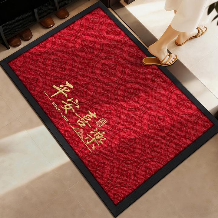 马年红色喜庆入户门地垫豪宅别墅高级地毯门垫大门口进门耐脏脚垫