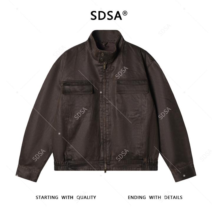 SDSA男士秋冬新款痞帅男装港风复古拉链立领夹克时尚百搭宽松外套