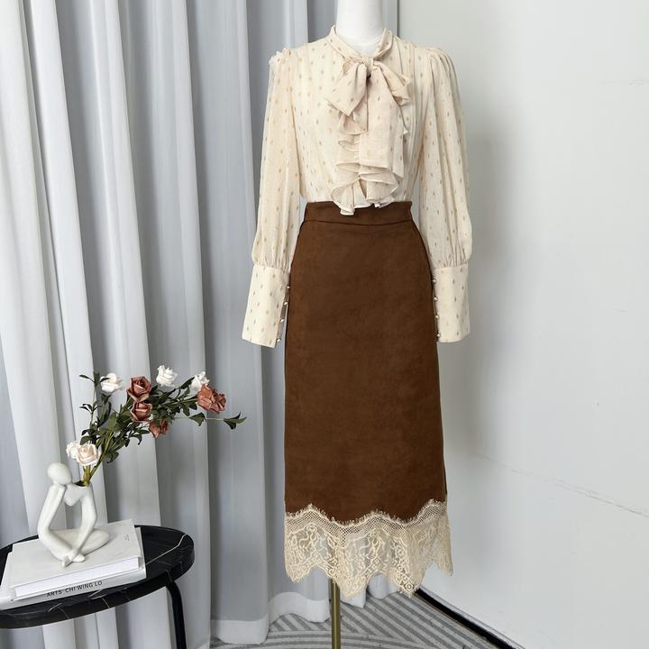 小八定制【鎏金漫舞】25秋季新复古时尚雪纺上衣+半身裙 00139 LSC