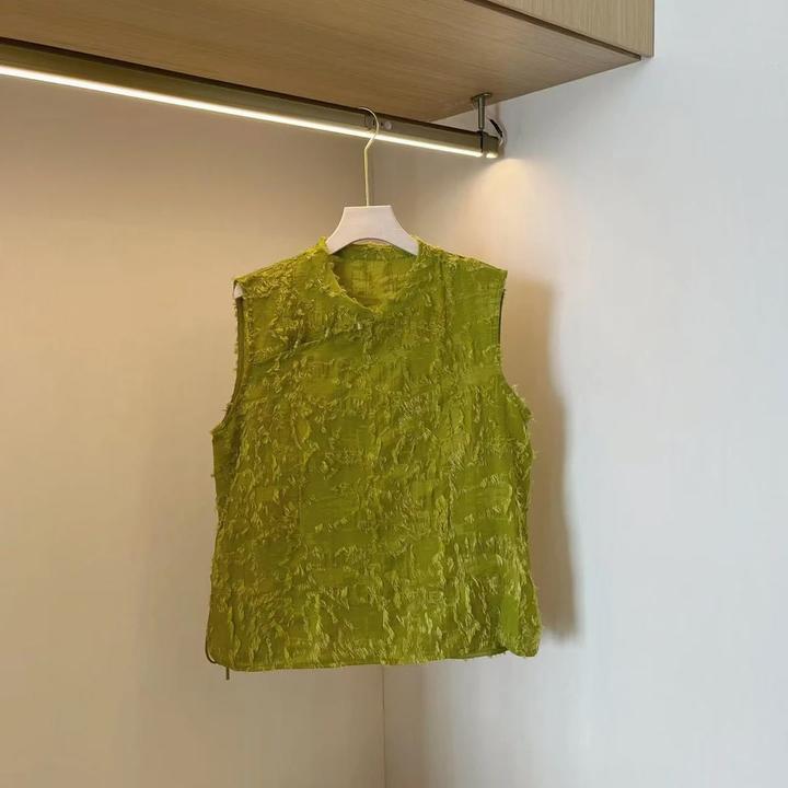 2025夏季新款新中式国风磨破流苏洋气无袖立领上衣薄款洋气衣服女