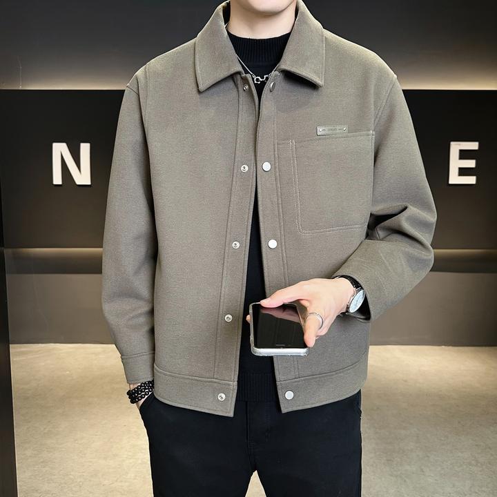 霍罗哈芬HOROHUVEN男士毛呢外套春秋季新款男装潮牌翻领呢子夹克