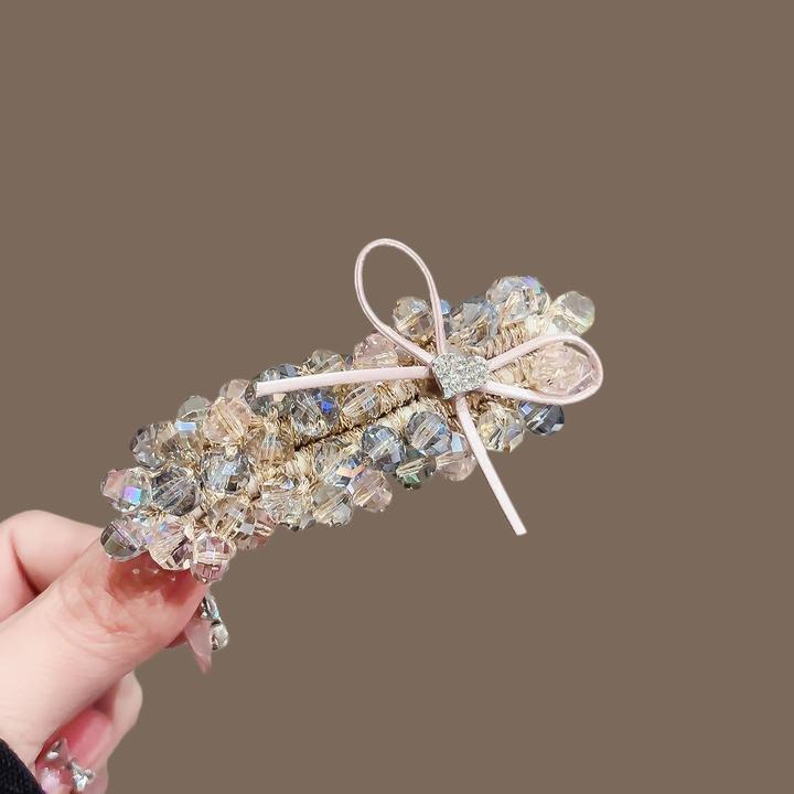 轻奢水晶串珠蝴蝶结发夹女2025新款高级感侧边发卡刘海碎发夹对夹