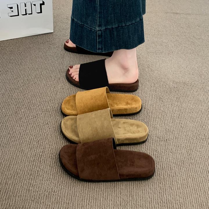 韩版厚底勃肯鞋女2025夏季新款复古森系软底软绵凉拖显瘦一字拖女