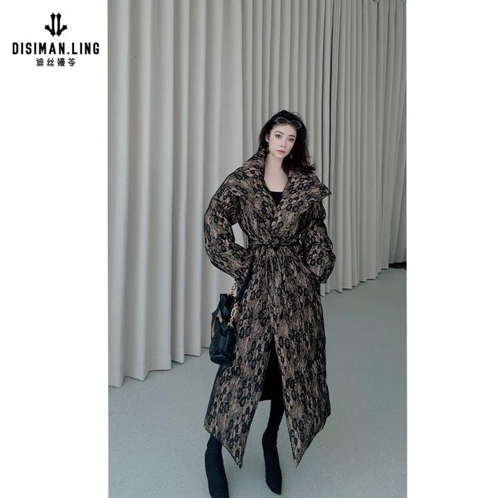 【迪丝嫚苓】白鹅绒黑拼杏色羽绒服气质时尚休闲原创风修身保暖秋冬