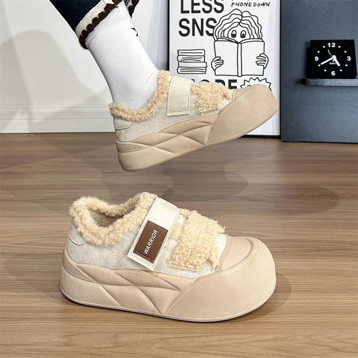 回力毛绒棉鞋2026冬季新款加绒加厚保暖板鞋小众增高厚底雪地靴女