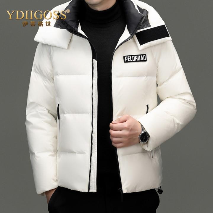 YDIIGOSS休闲羽绒服男士冬季新款短款连帽90鸭绒保暖加厚外套