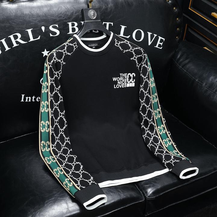 希敦纽勒欧货春季时尚卫衣男士个性潮流字母刺绣休闲圆领打底衫