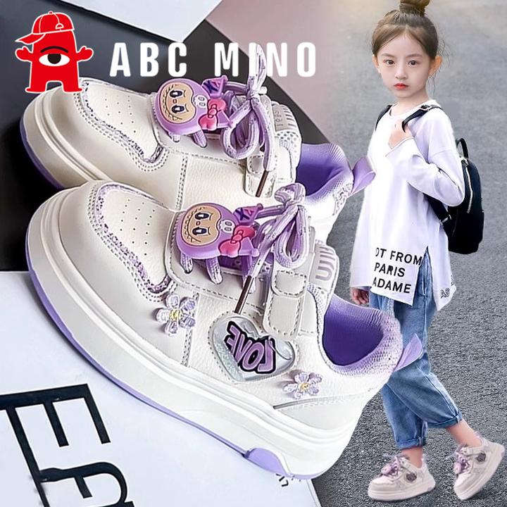 ABC MINO拉布布女童鞋子秋季儿童公主板鞋休闲轻便女孩运动小白鞋
