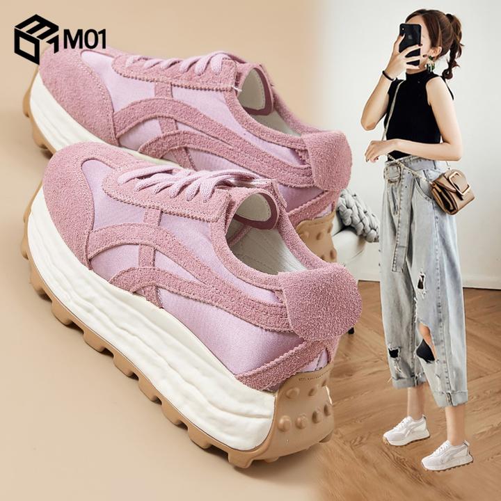 M01休闲厚底增高运动老爹鞋女2025新款春季通勤百搭阿甘德训鞋