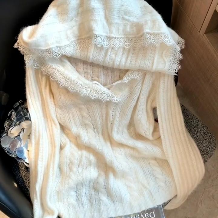 2025秋季新款时尚百搭连帽长袖针织毛衣宽松显瘦小众气质上衣女潮