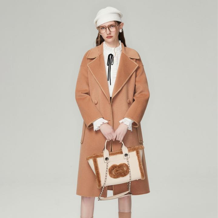 COCOON/可可尼驼色大翻领大衣23410AC124342025