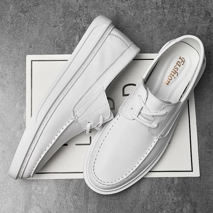 PTRICH头层牛皮小白男薄款透气潮流软皮软底男款鞋子男款商务皮鞋