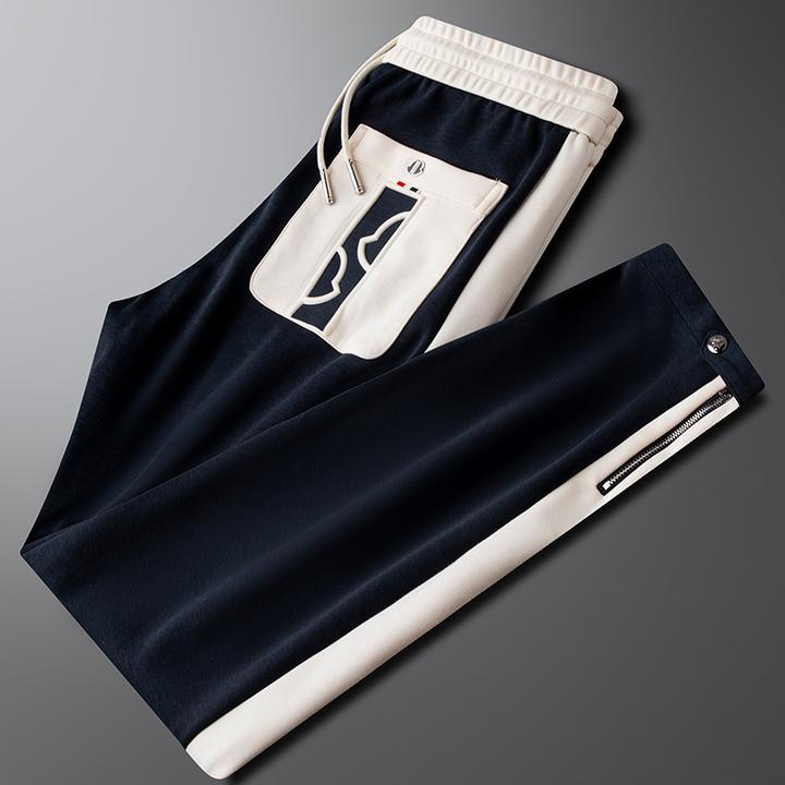 轻奢莫代尔撞色休闲裤男款修身直筒2025秋冬新款时尚百搭运动卫裤