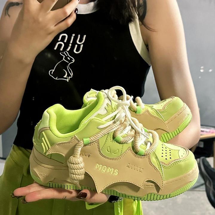 广州鞋 蝙蝠鞋厚底街头增高板鞋复古面包鞋男女同款情侣鞋子 潮鞋