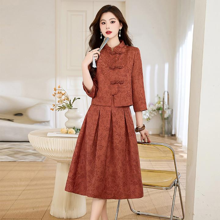 妈妈喜服婚宴套装春装端庄大气新中式两件套洋气酷飒风女装高级感