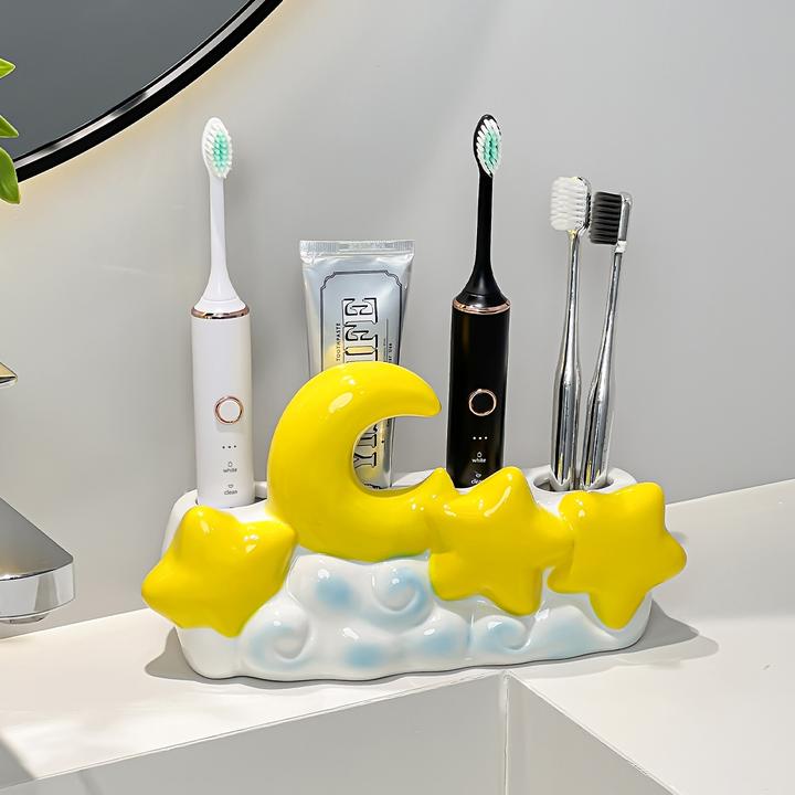星星陶瓷电动牙刷架置物架家用卫生间洗漱台洗手台牙刷牙膏底座