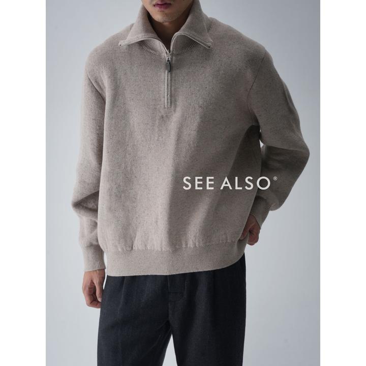 SEE ALSO『国王礼物』绵羊毛棉麻老钱新贵松弛感半拉链长袖保暖毛衣