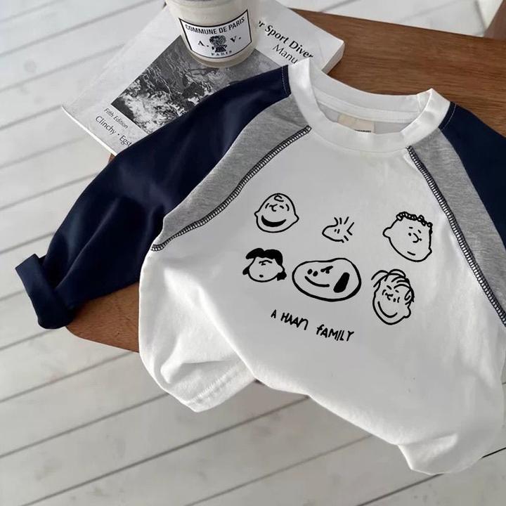 纯棉儿童纯棉长袖T恤2025新款春秋男童痞帅打底中大童拼接上衣潮