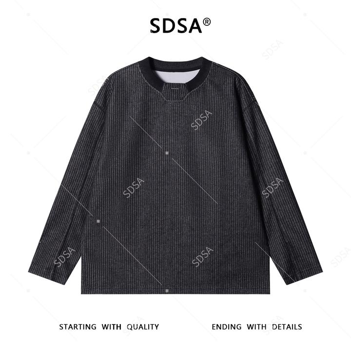 SDSA男士秋冬新款痞帅男装宽松肌理感设计圆领卫衣休闲时尚上衣