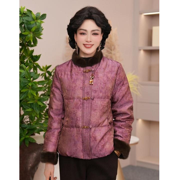 2025新款妈妈装气质冬装90白鸭绒羽绒服年货中年女装保暖冬季外套