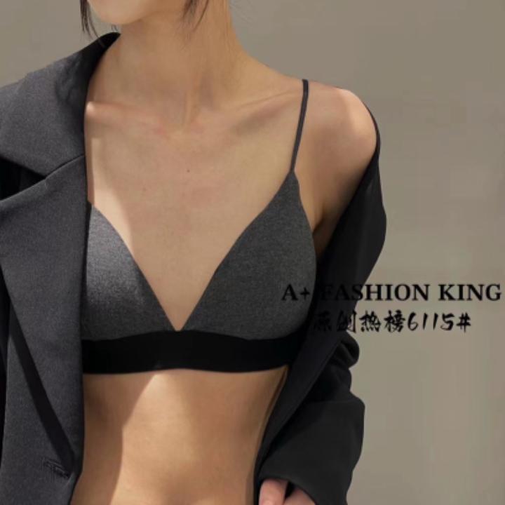 A+法式薄款女士bra无痕运动少女夏季内衣简约聚拢美背内衣三角杯