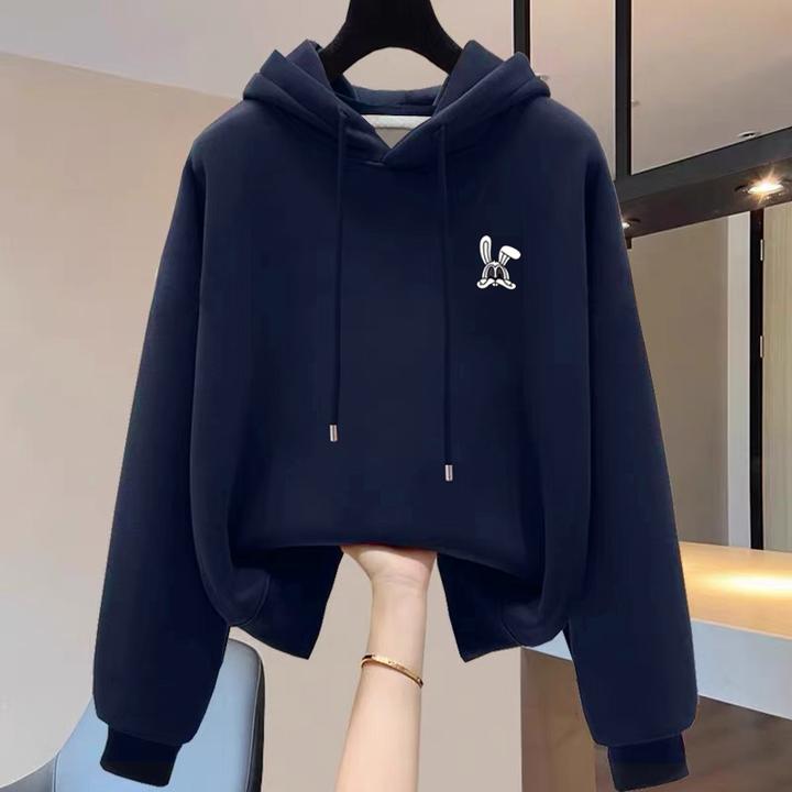 设计感小众秋冬新款2025加绒加厚套头连帽卫衣女短款宽松韩版外套