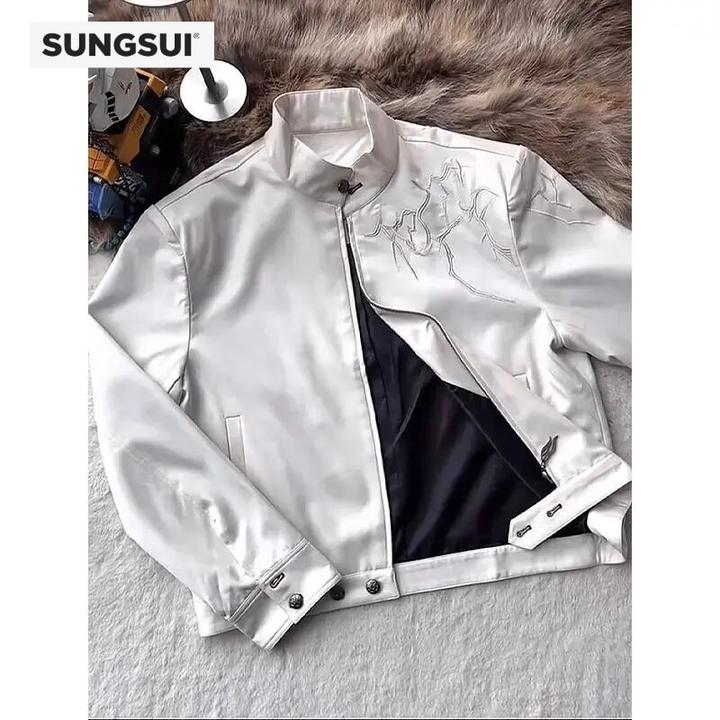 Hypeyourself荆棘刺绣夹克外套男短款垫肩立领美式高街痞帅上衣