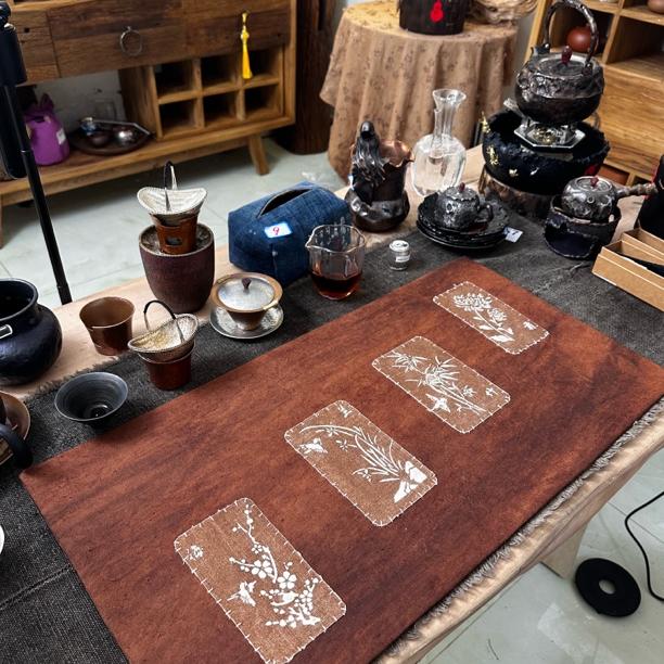 荷叶布 幅宽41.5㎝ 柿染老粗布 茶周边 茶道 诺诺茶周边