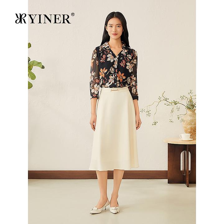 YINER音儿专选2025夏季新款法式轻薄透气印花衬衫优雅轻上衣