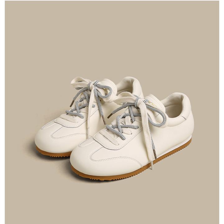 TOUCH MISS法国简约百搭感真皮德训鞋女2025新款运动风软底阿甘鞋