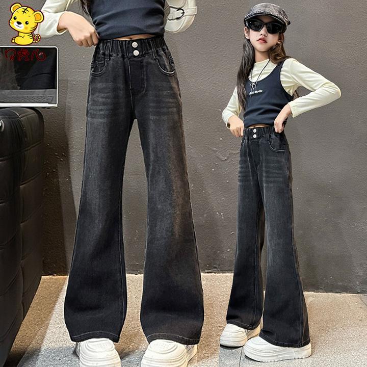 女童裤子秋季外穿2025新款春秋洋气休闲长裤中大童修身牛仔喇叭裤