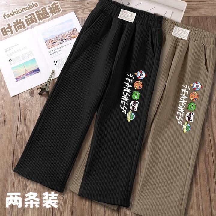 女童春秋裤子洋气新款中大童儿童灯芯绒休闲裤休闲直筒阔腿裤长裤