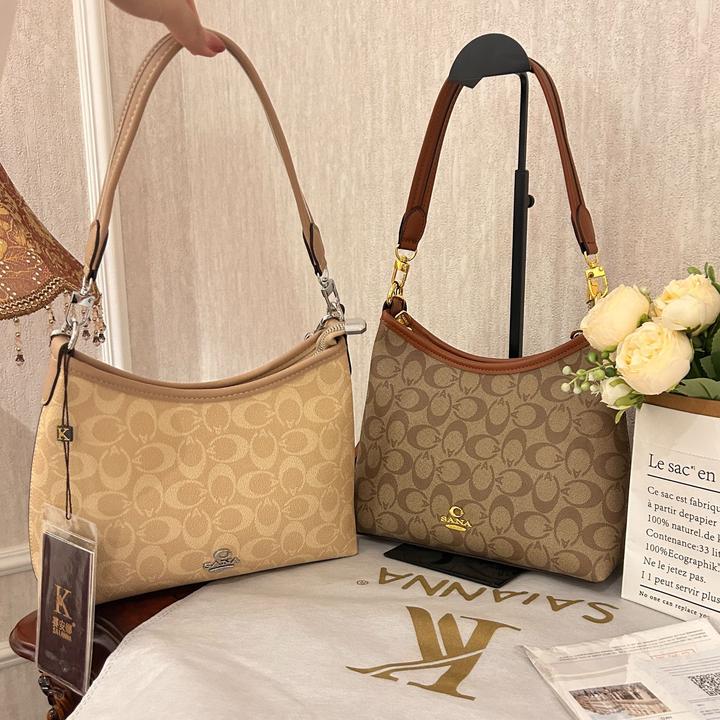 【四季款-流浪包】5个隔层·秋冬经典蔻C印花豆沙色单肩斜挎女包