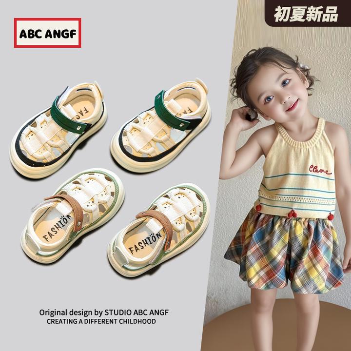 ABC ANGF正品宝宝凉鞋2025夏季新款女宝包头学步鞋男童镂空半凉鞋