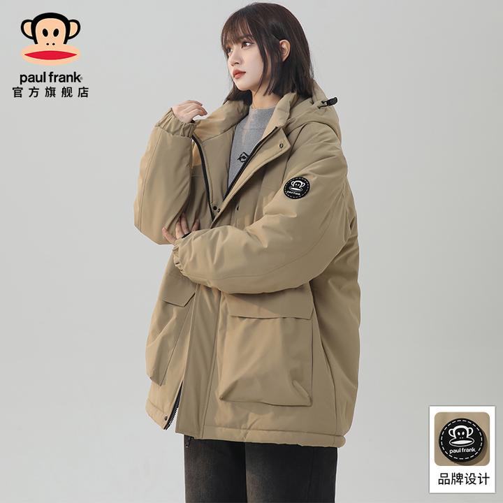 PaulFrank/大嘴猴潮流工装连帽外套男2025冬季情侣款加厚保暖棉服