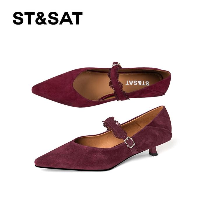 复古蕾丝低跟浅口女鞋法式时尚玛丽珍鞋尖头单鞋