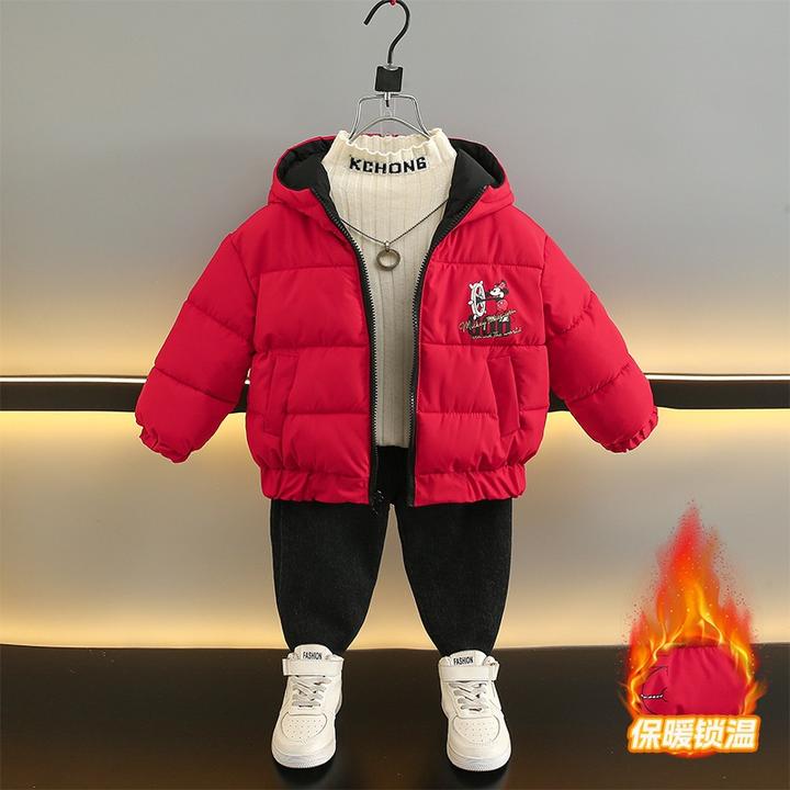 男童棉服冬季加棉加厚保暖儿童派克服米奇卡通衣服双面穿小孩外套
