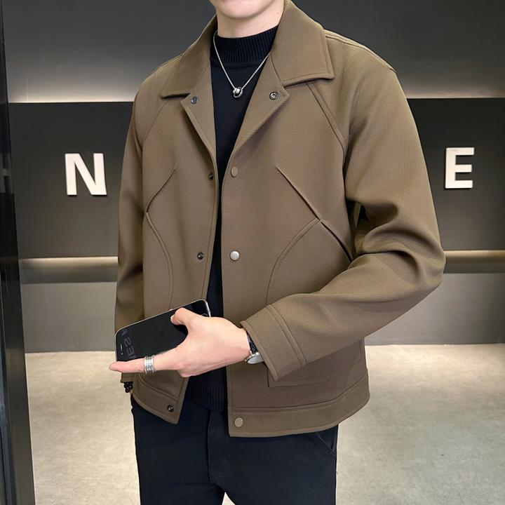 顿奇摩费涅轻熟风外套男春秋款新款韩版潮流百搭痞帅翻领休闲夹克