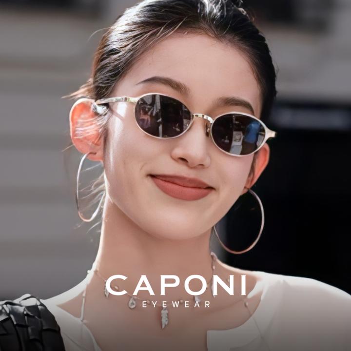 CAPONI超轻钛书呆子墨镜2025新款老钱风复古猫眼太阳眼镜女款偏光