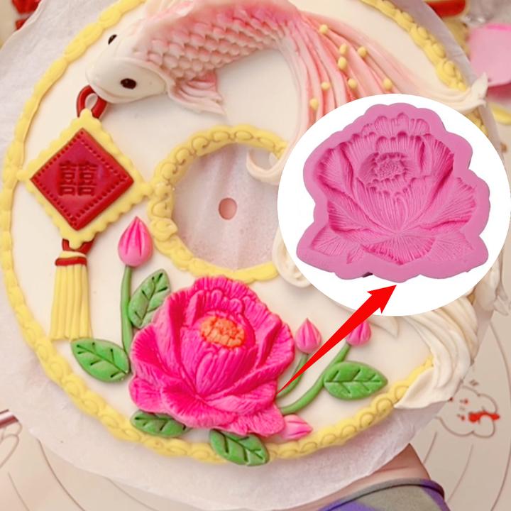硅胶牡丹花模具花勃勃中式蛋糕模具手工DIY工具
