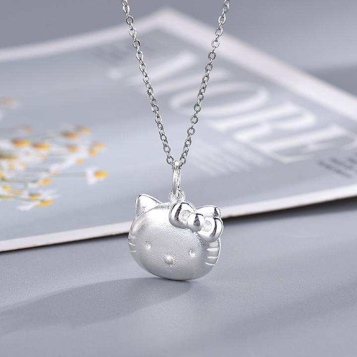 HelloKitty女孩ins可爱银色项链凯蒂猫女生锁骨项链吊坠项链时尚