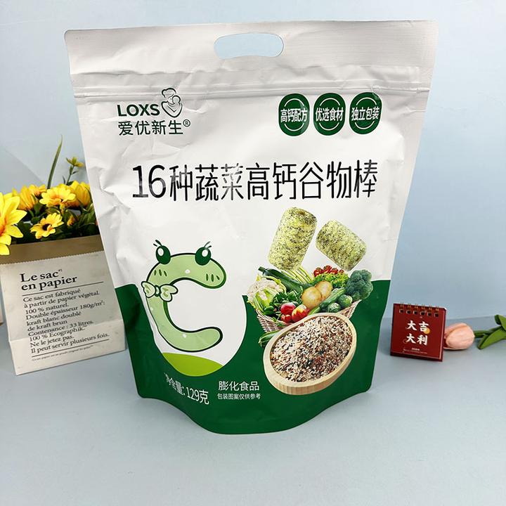 爱优新生16种蔬菜高钙谷物棒129g独立小包儿童解馋休闲膨化零食