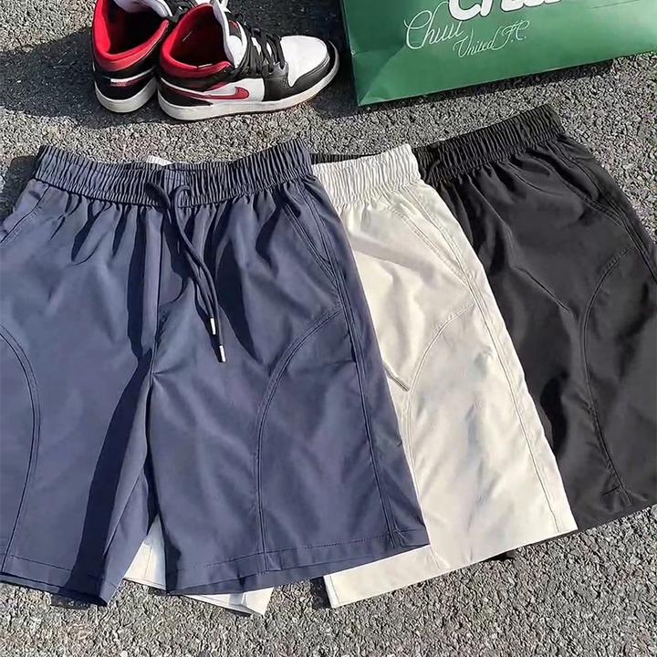 斜切冰丝速干短裤男款夏季潮牌美式机能冲锋中裤宽松大码五分裤子