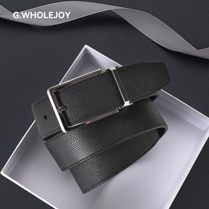 G.WHOLEJOY男士皮带不锈钢高档礼物商务百搭牛皮腰带3.5宽-2503B