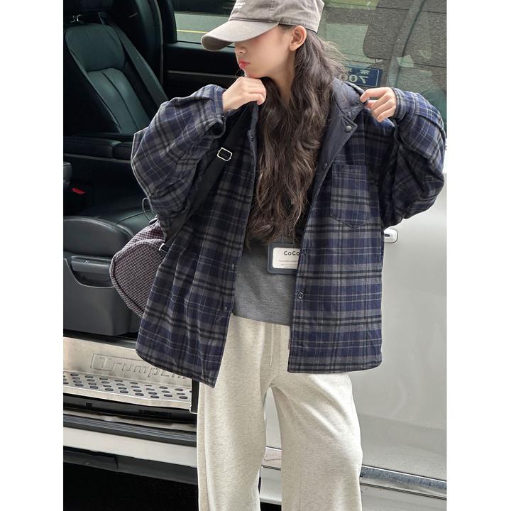 K29942孙小美双面穿女童格子外套2025新款秋冬儿童加厚棉服袄上衣