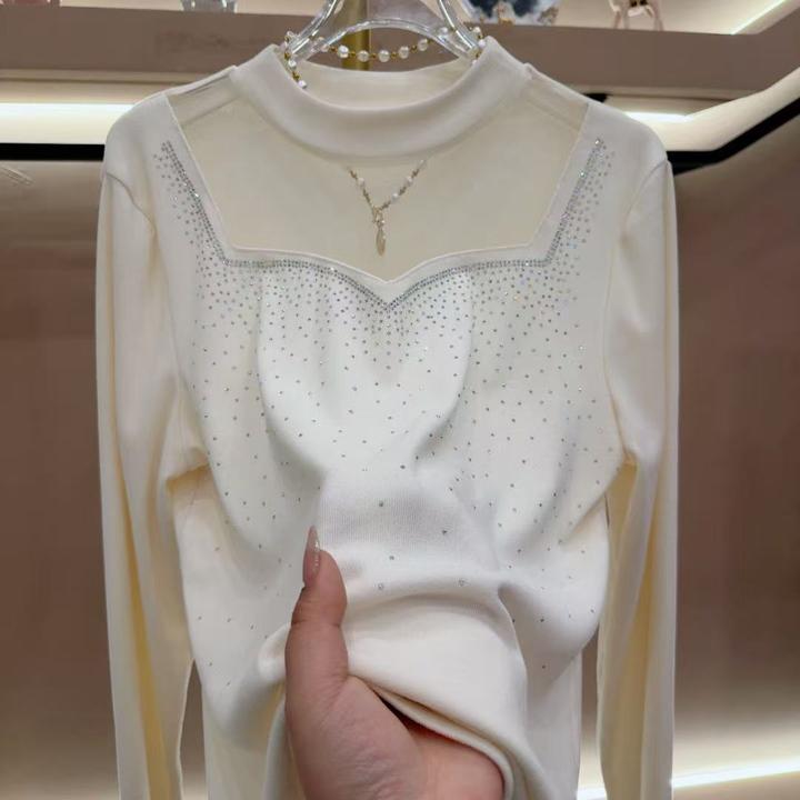 大码韩版洋气小羊拼色假两件娃娃领打底衫胖妹妹减龄显瘦百搭上衣