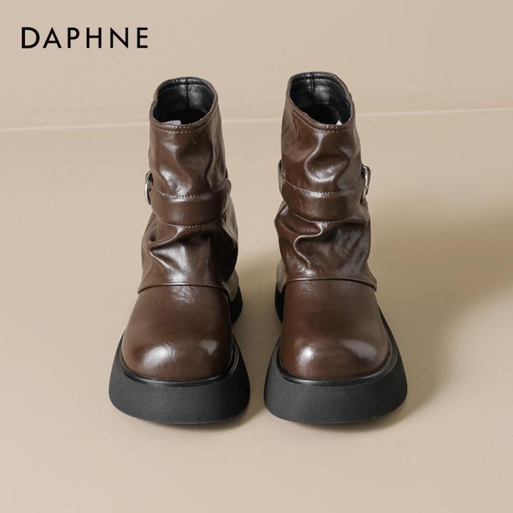 达芙妮厚底马丁靴女款2025秋冬季新款英伦风复合短靴子机车骑士靴