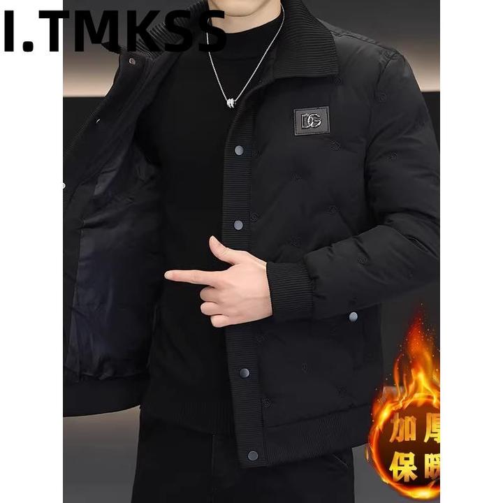 欧货翻领棉衣男士冬季新款潮牌休闲拼接棉服痞帅轻奢加厚休闲外套