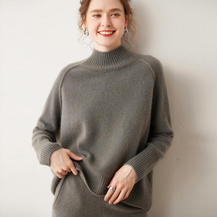 2023秋冬新款半高领羊绒打底衫女宽松百搭洋气大众设计感舒适简约